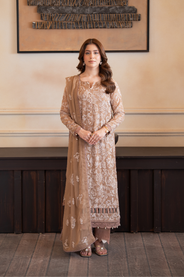 3 Piece - Embroidered Chiffon - V4 - 01