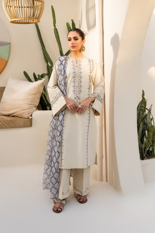 3 Piece - Embroidered Lawn Suit - Amber