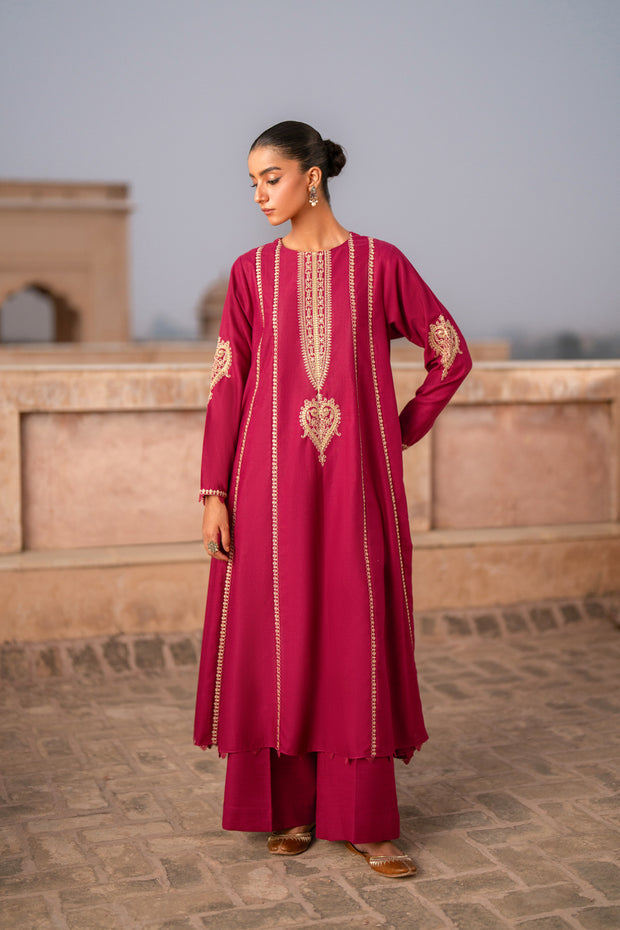 2 Piece - Dyed Embroidered Khaddar Suit - LC-03