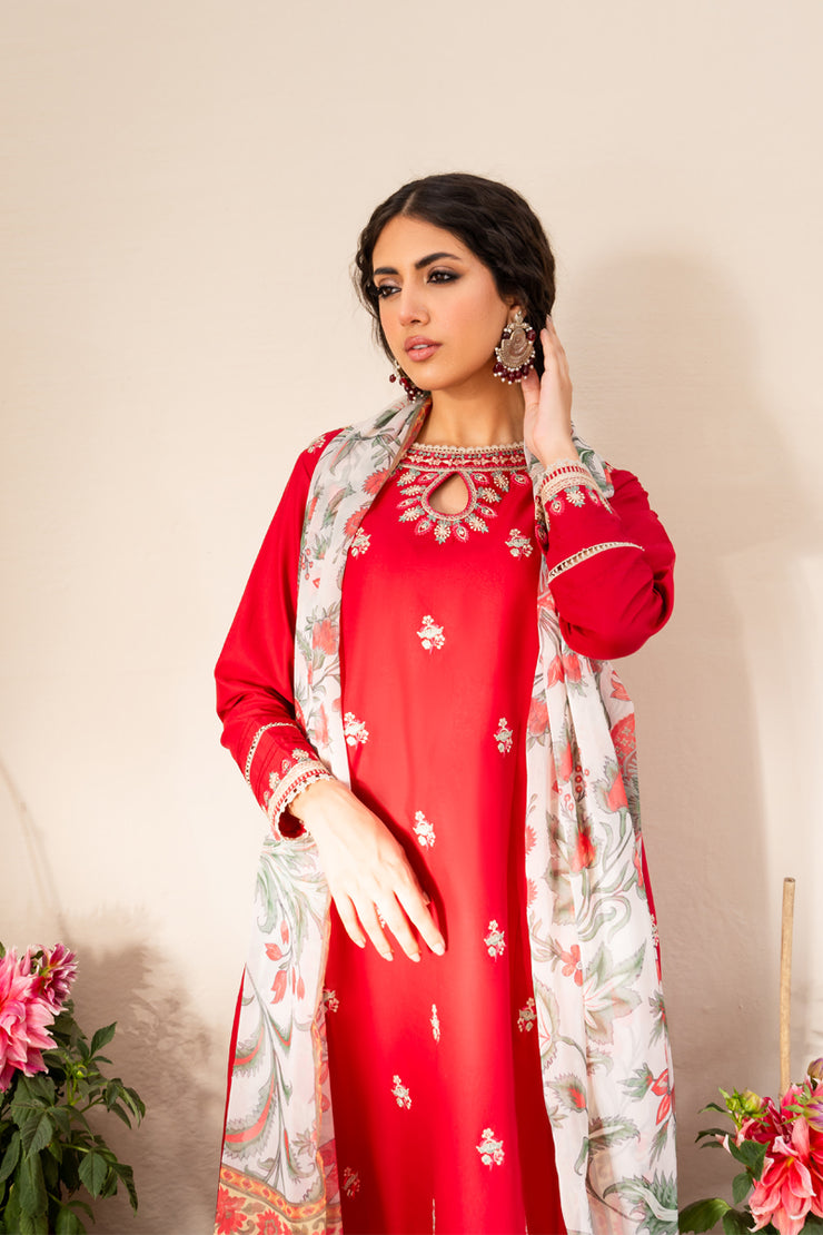 3 Piece - Embroidered Lawn Suit - Jashan-e-baharan