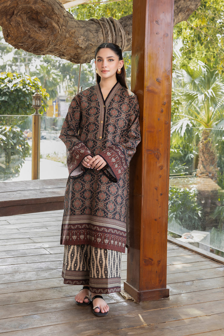 2 Piece - Printed Khaddar Suit - MSV1-09