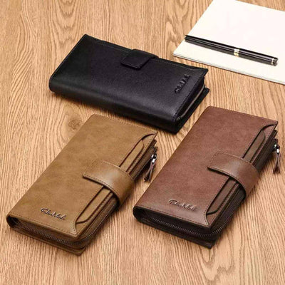 Leather men long Wallet