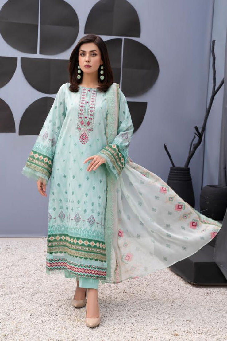 3PC - Digital Printed – Lawn – D07